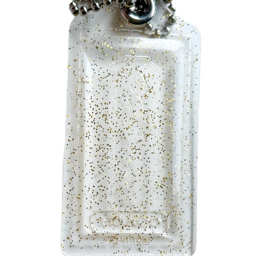 Coach Poppy Gold Silver Purse Bag Charm Keychain Set Sparkly Letters Tag Logo - Picture 7 of 7